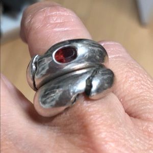 Selva 925 silver ring set plain/ topaz size 6